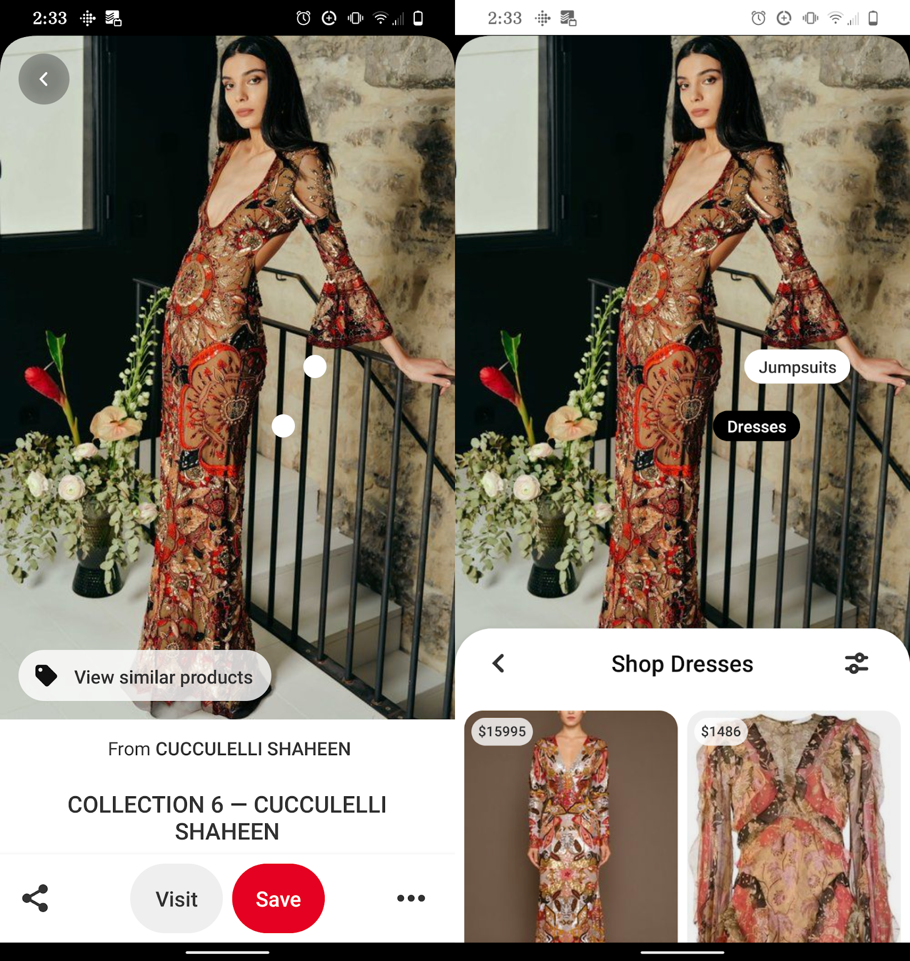 Screenshot of Pinterest's similar item search feature